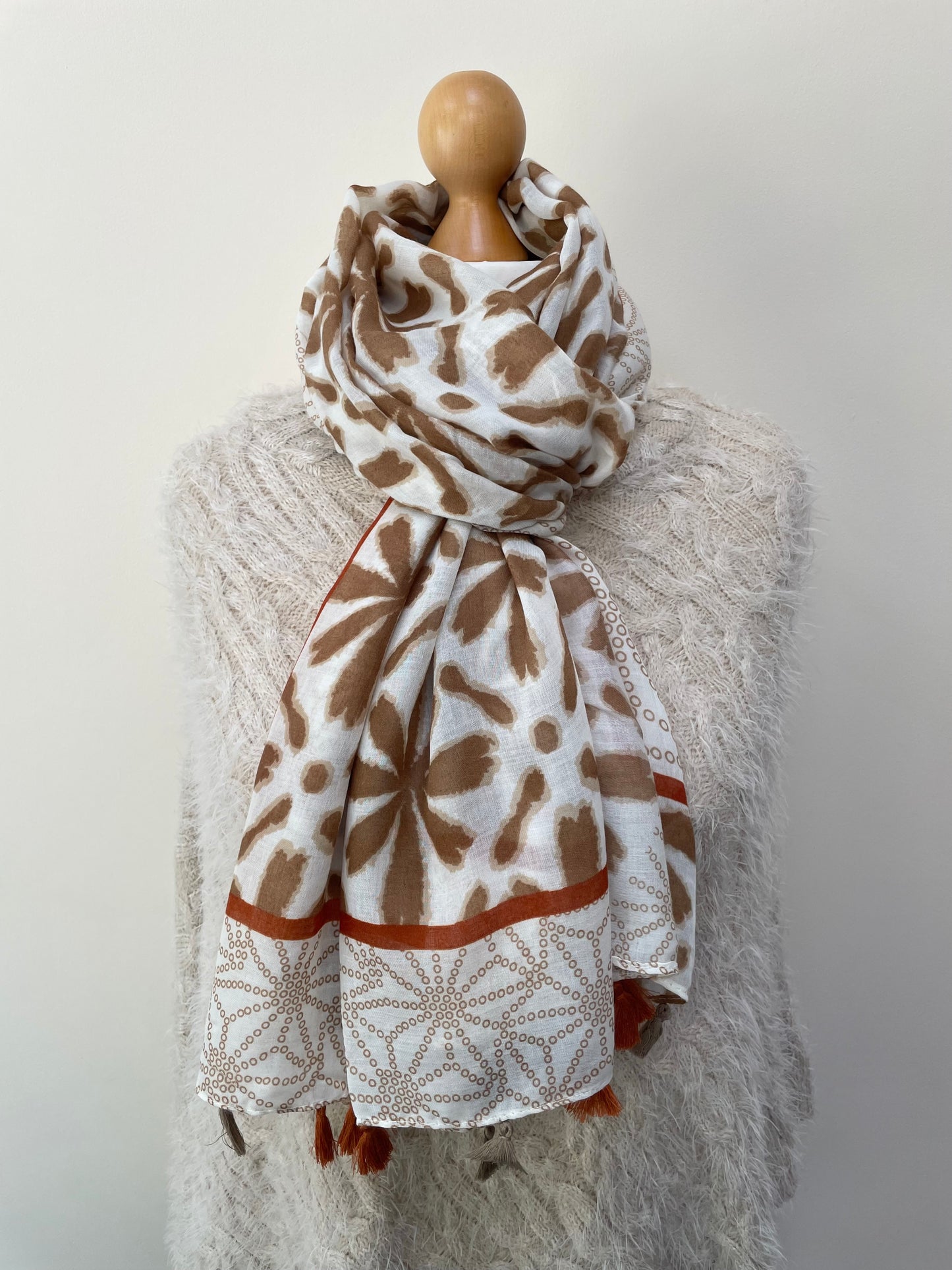 Autumn Cream Tassel Scarf