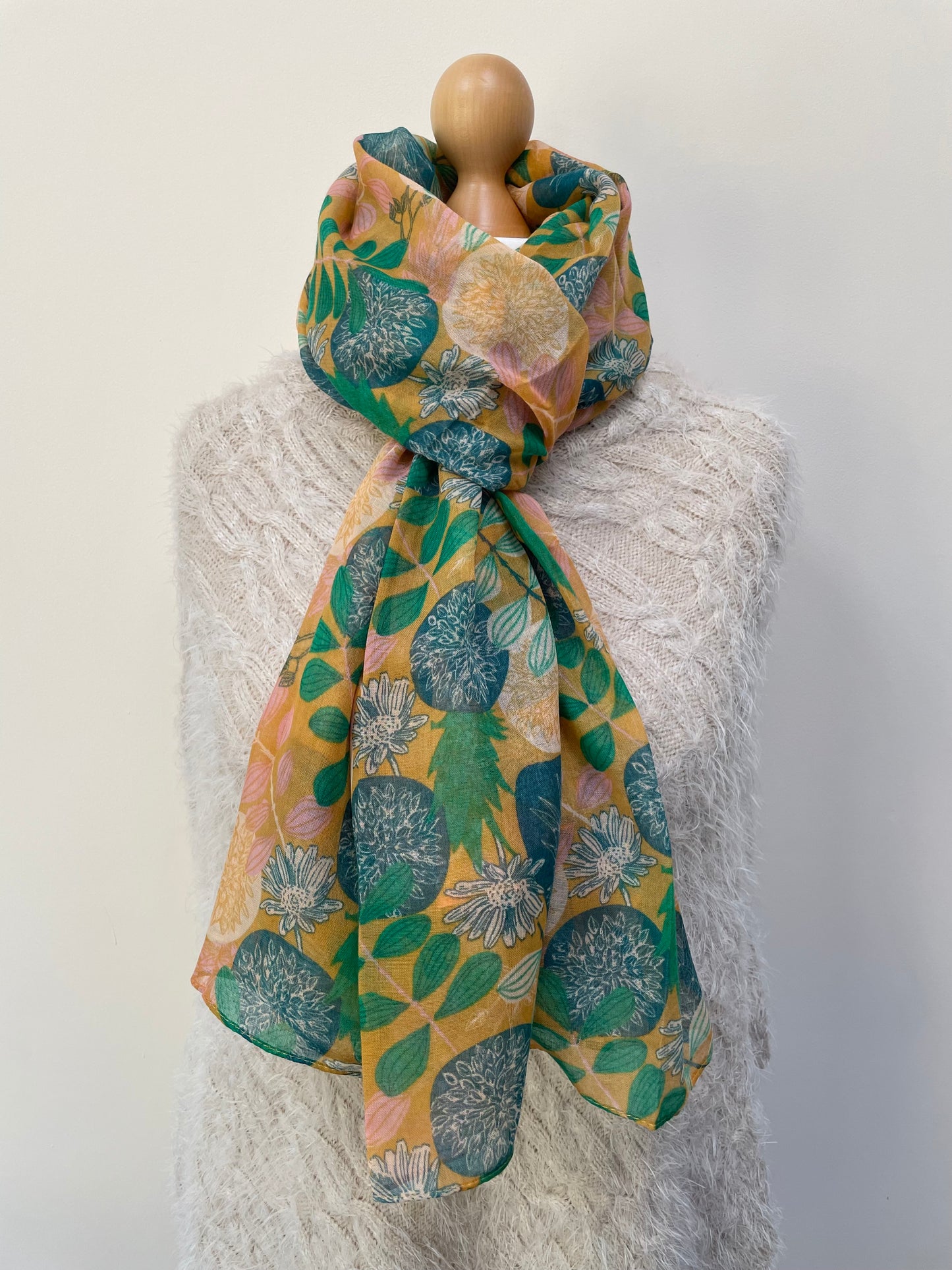 Autumn Sketched Foliage Scarf