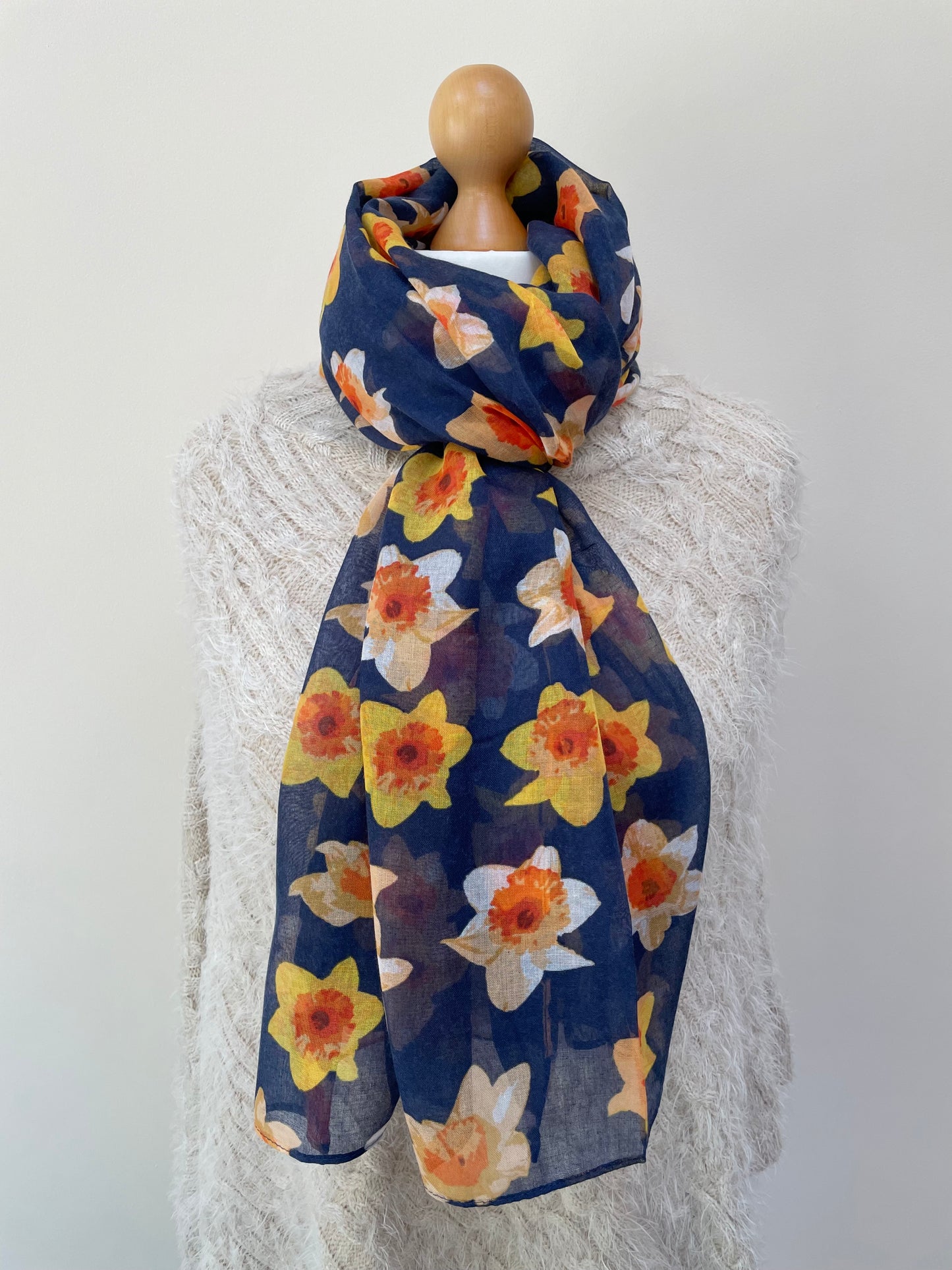 Spring Navy Daffodil Scarf