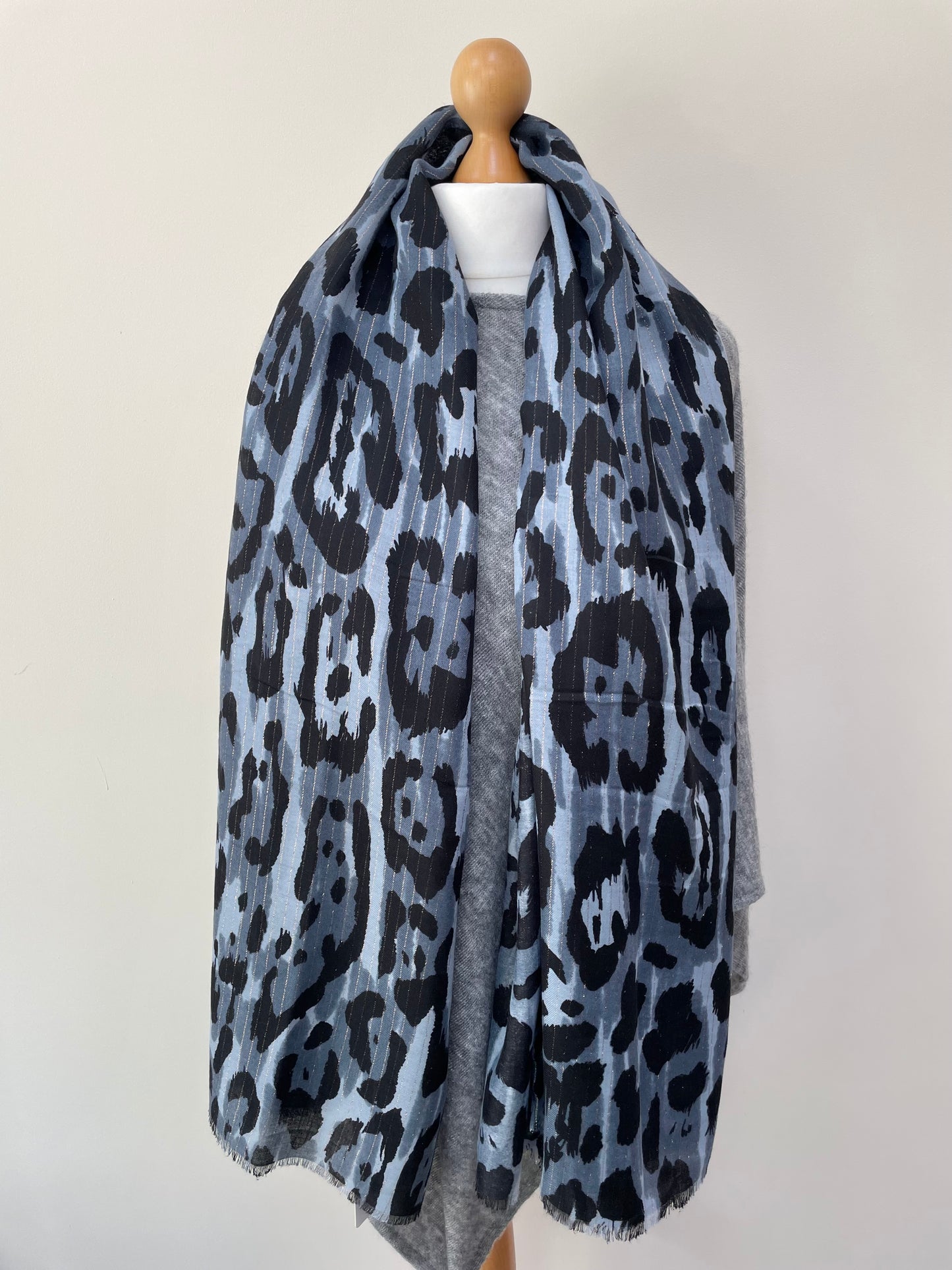 Winter Grey Leopard Scarf