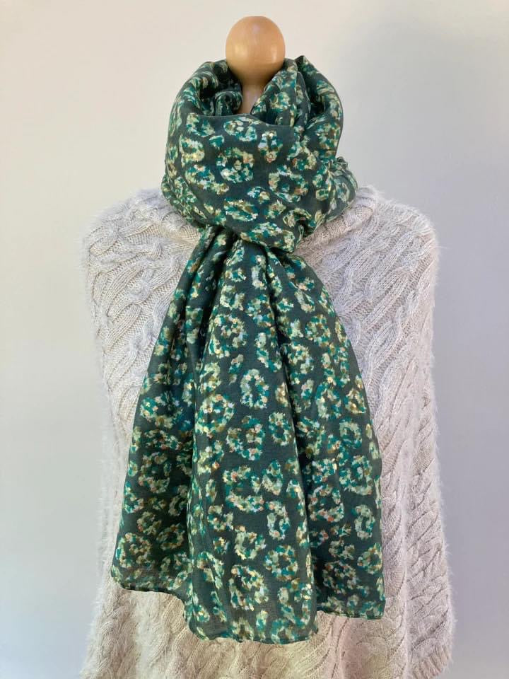 SALE Autumn Green Leopard Scarf