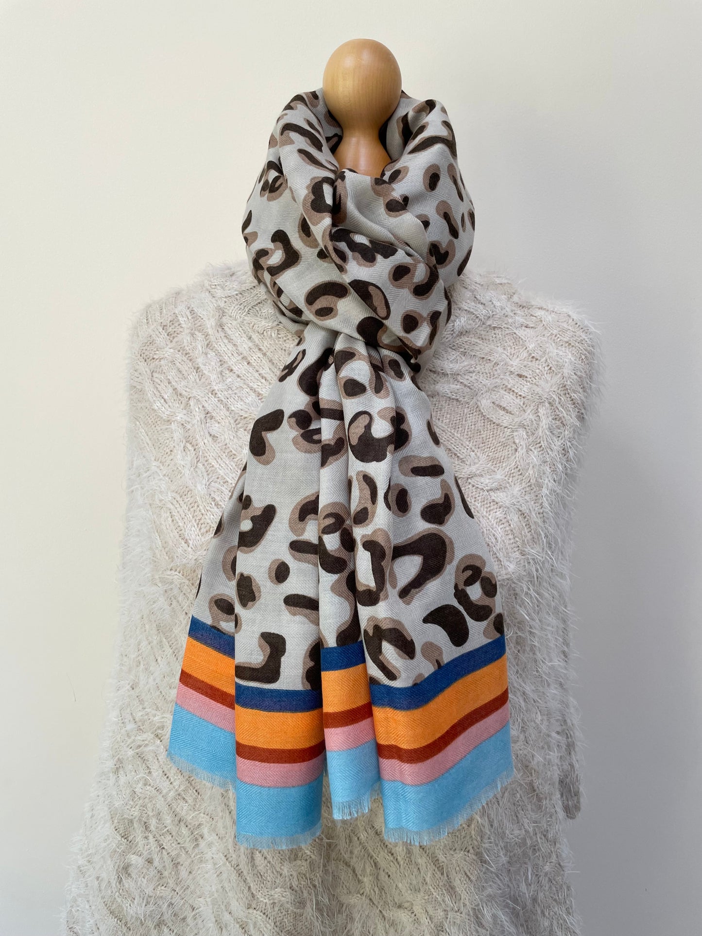 Blue Rainbow Leopard Scarf
