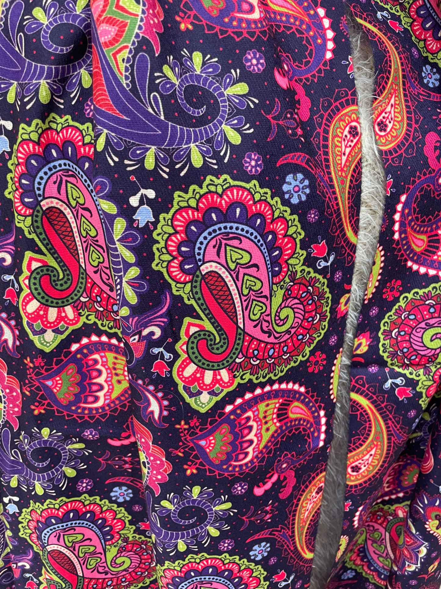 Purple Paisley and Bird Wool Tassel Scarf