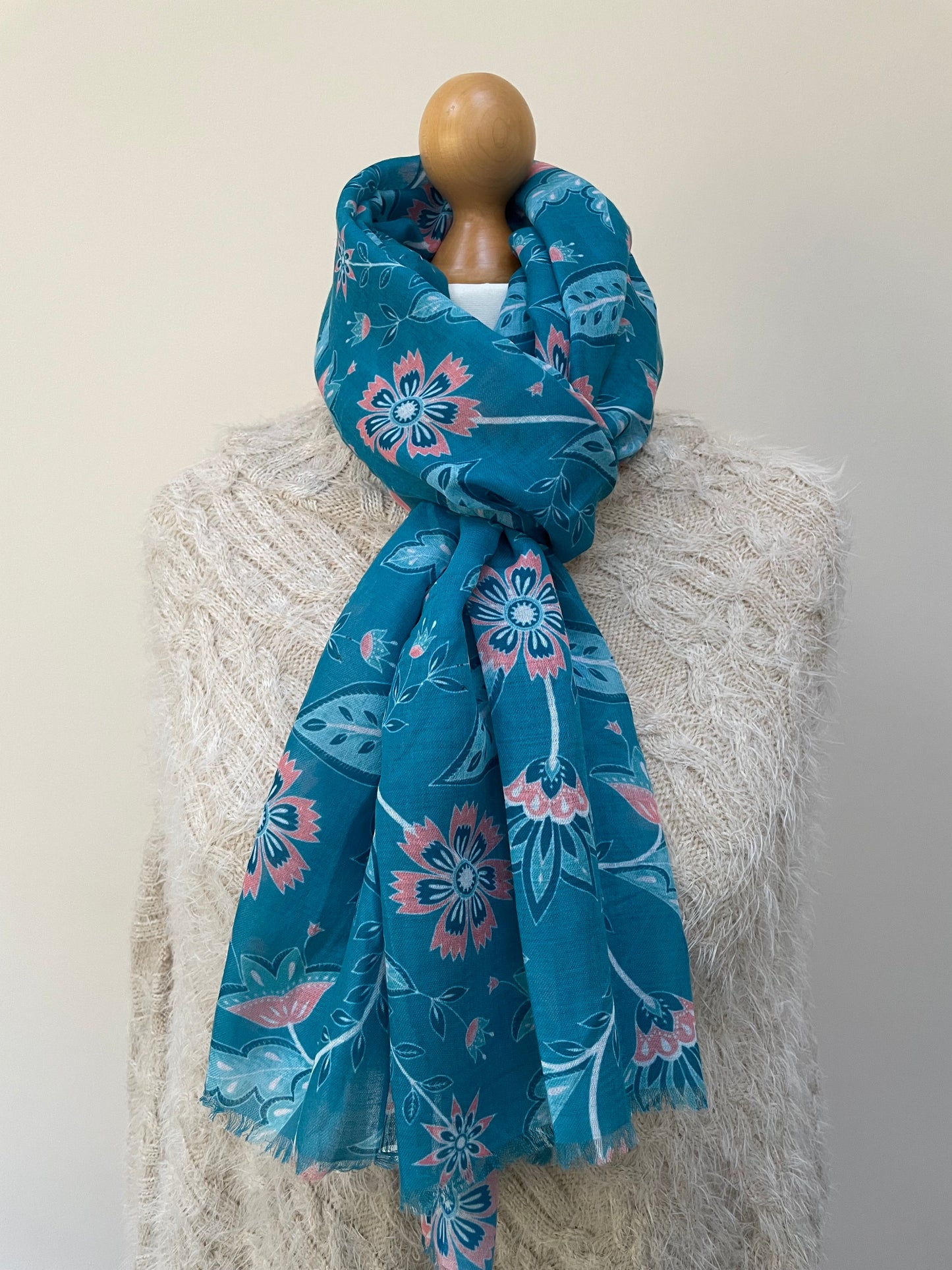 Autumn Peacock Pink Floral Scarf