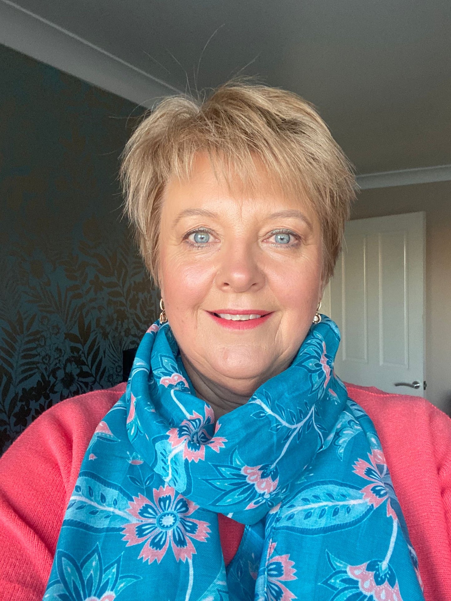 Autumn Peacock Pink Floral Scarf