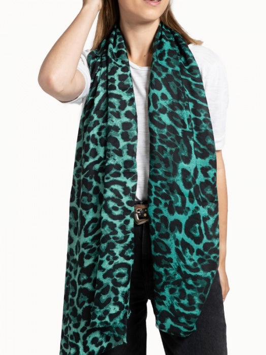 Winter Green Leopard Scarf