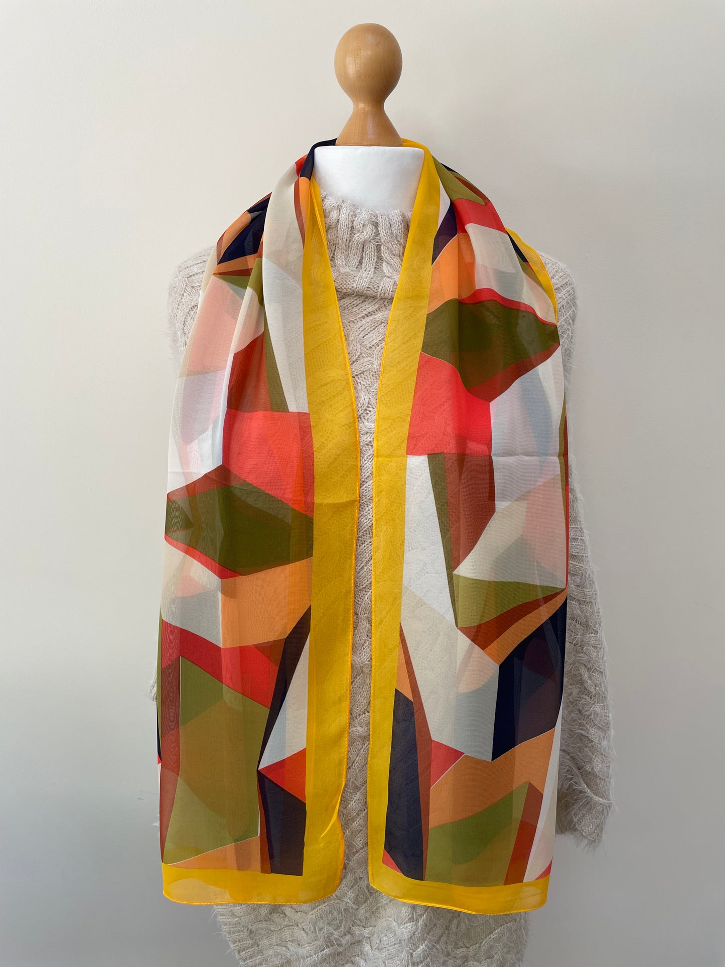 Autumn Mustard Abstract Geo Print Scarf