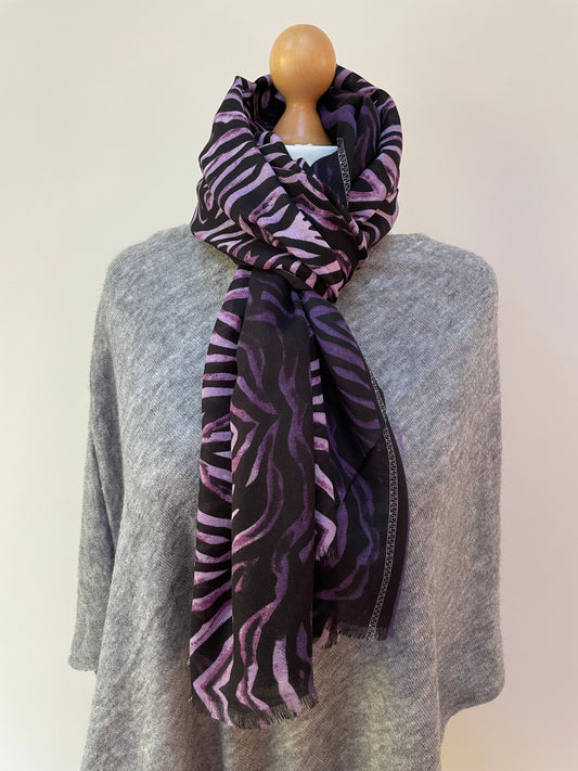 Winter Purple Zebra Scarf