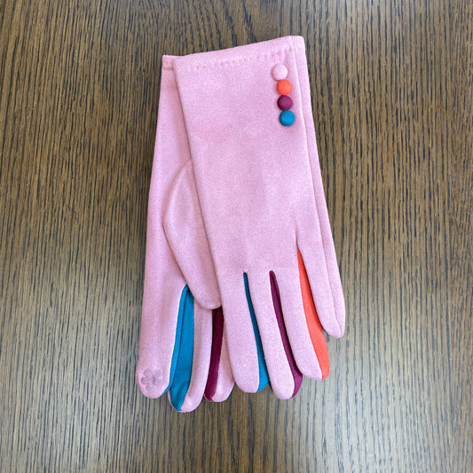 Pink Button Gloves