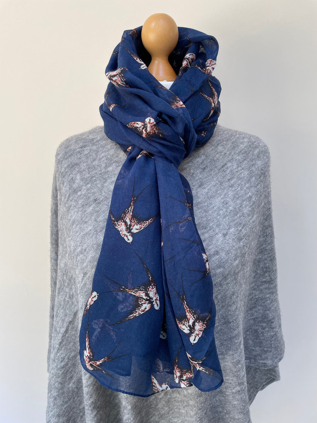 Winter Navy Swallow Scarf