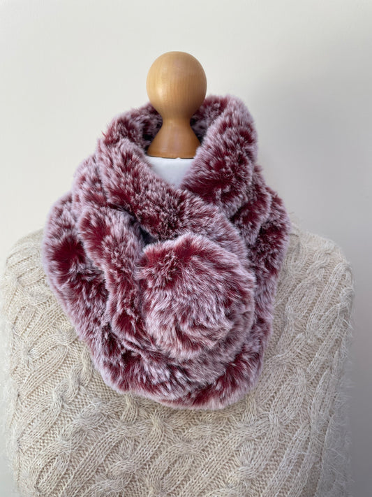 Red Fluffy Pom Pom Scarf