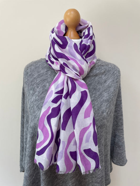 Summer Pink and Purple Waves Scarf