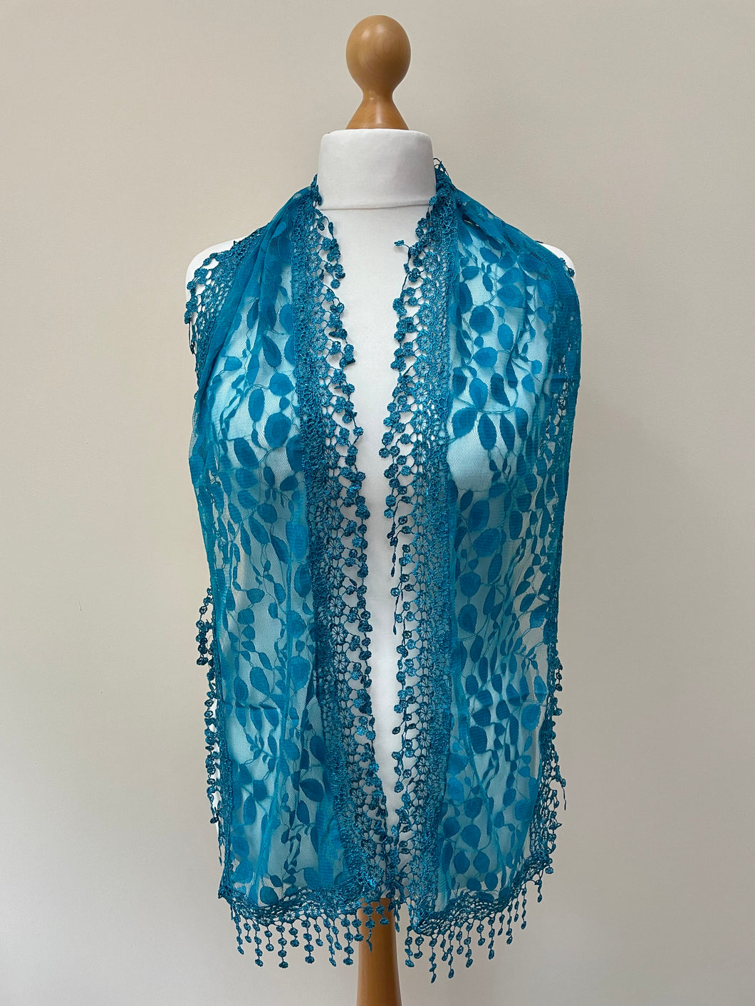 Autumn Teal Lace Scarf