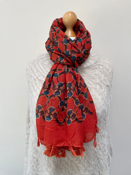 Autumn Rust Tassel Scarf