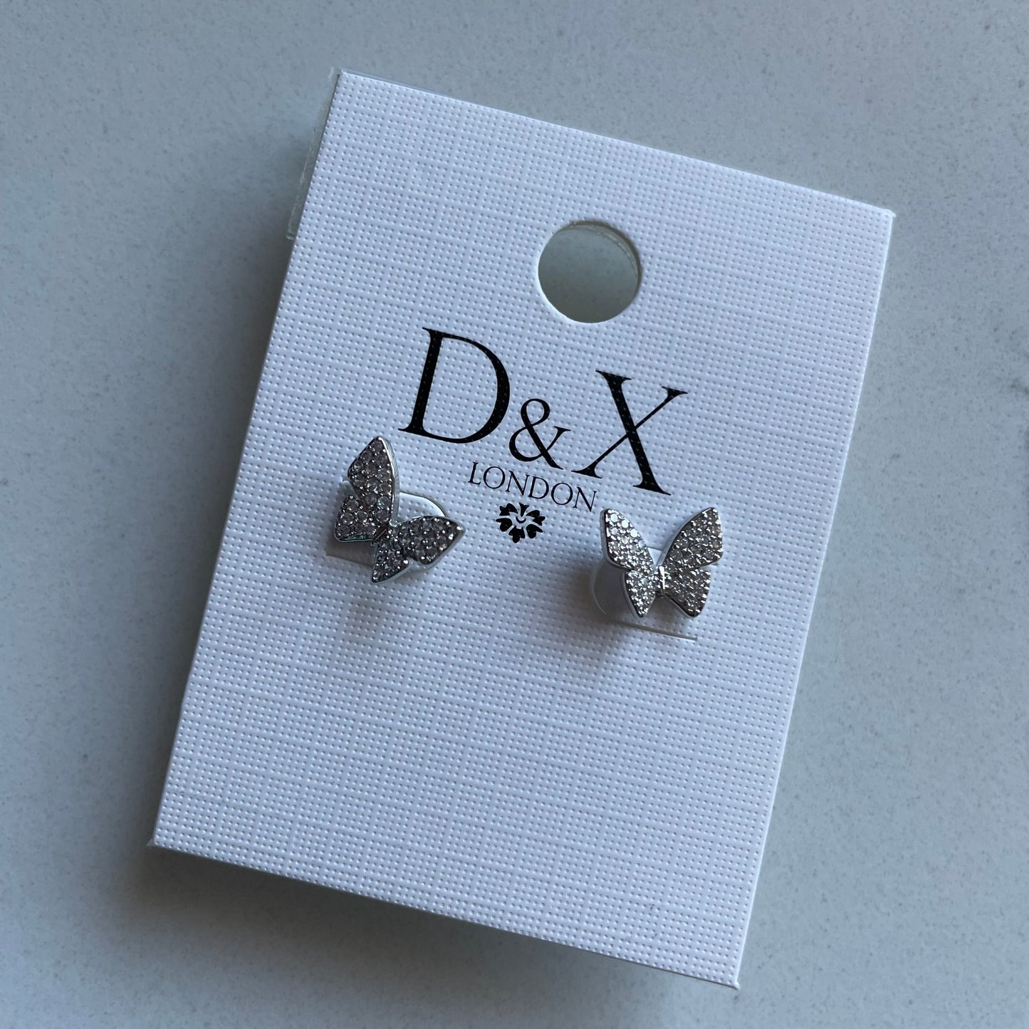 Silver Butterfly Cubic Zirconia Stud Earrings