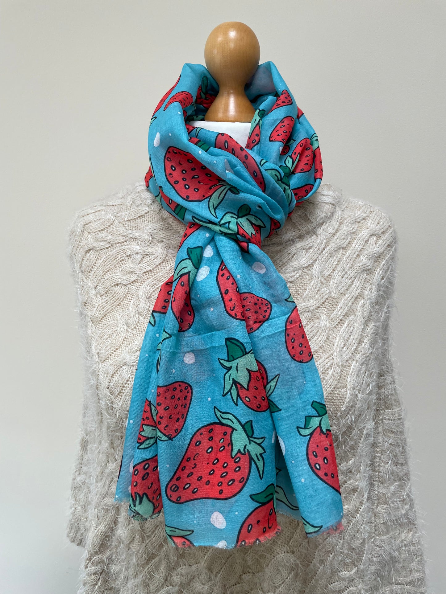 Spring Blue Strawberry Scarf