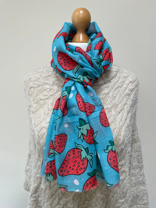 Spring Blue Strawberry Scarf