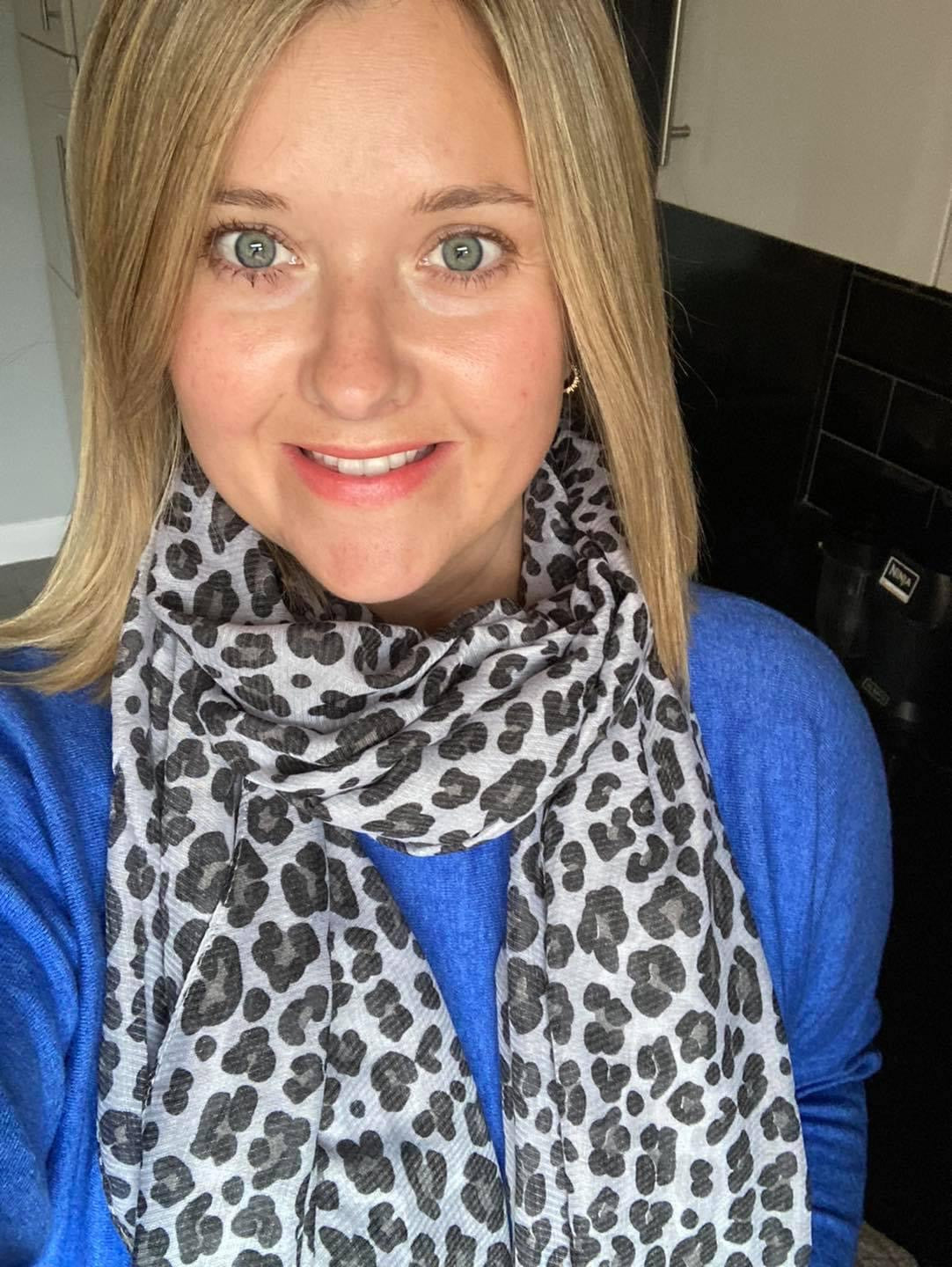 Winter Grey Leopard Scarf