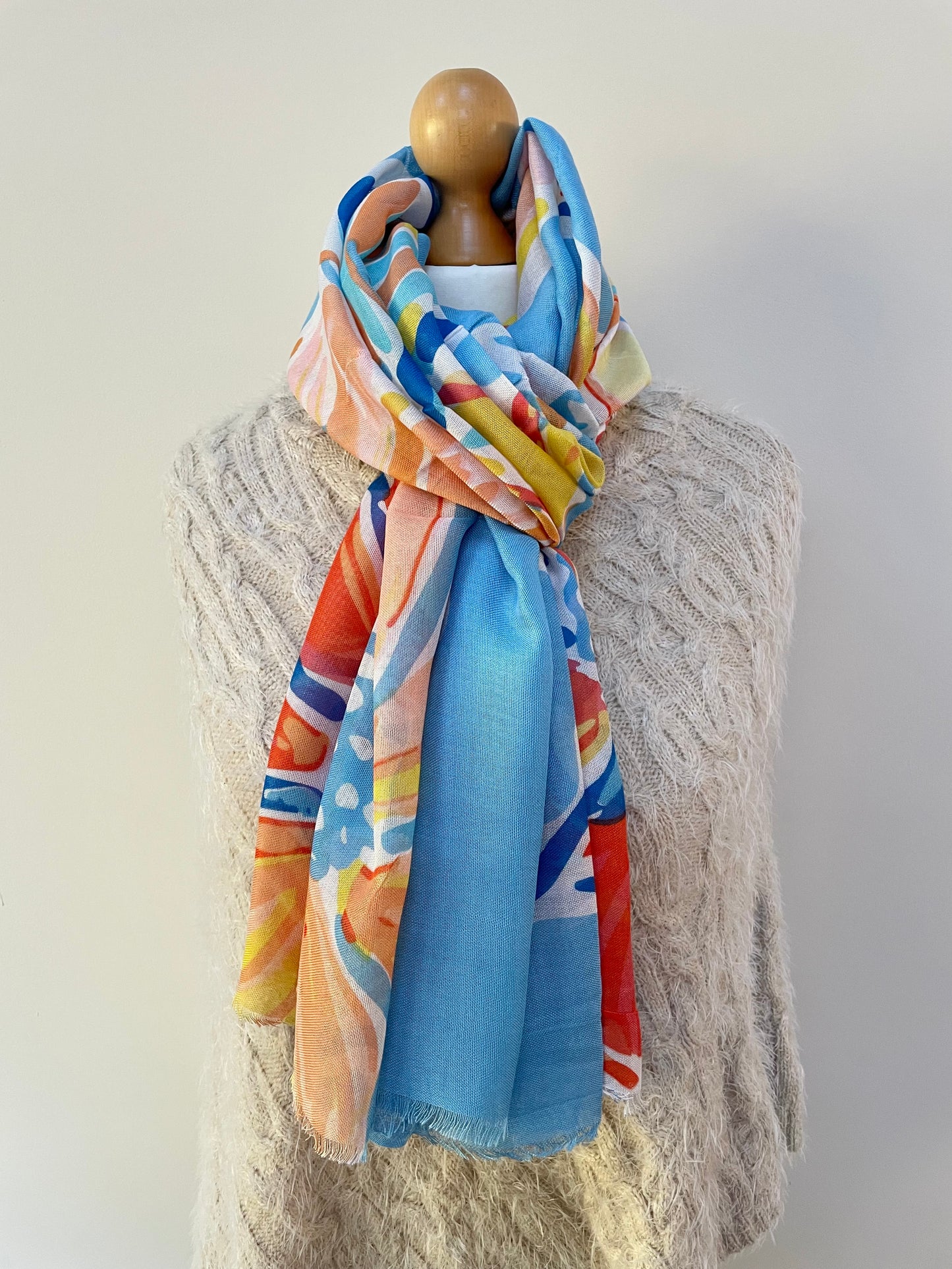 SALE Blue Large Tropical Scarf