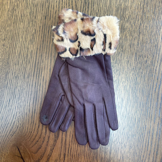 Chocolate Brown Leopard Gloves