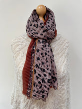 Load image into Gallery viewer, Brown Leopard Pleated Scarf
