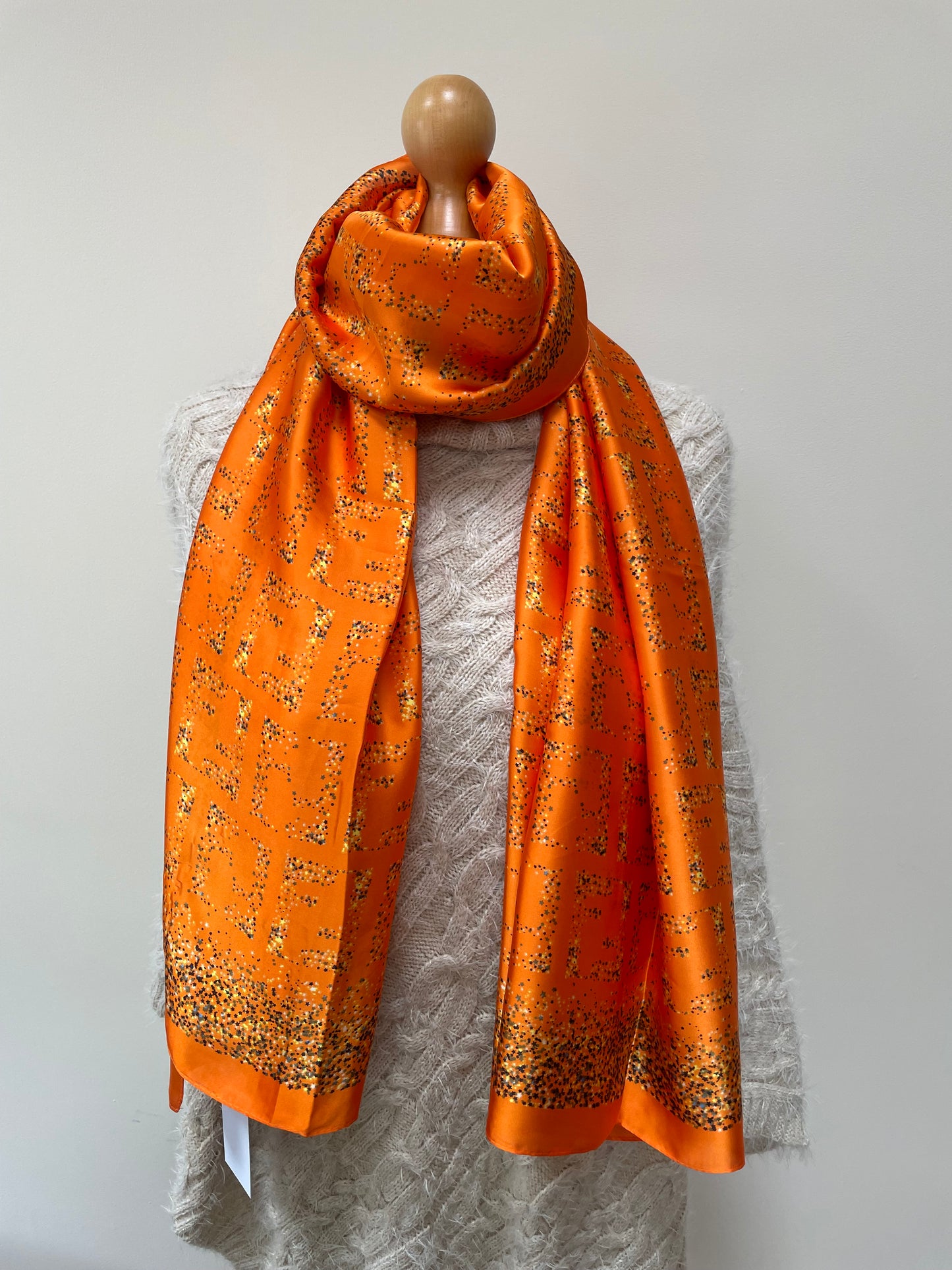 Autumn Orange Starry Silk Scarf