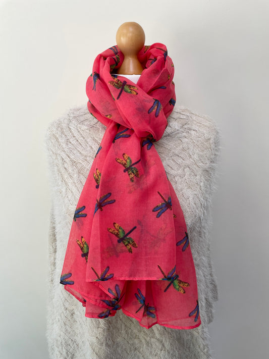 Pink Dragonflies Scarf