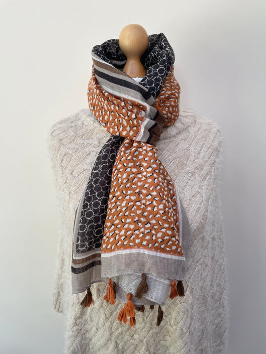 Autumn Brown and Orange Pattern Scarf