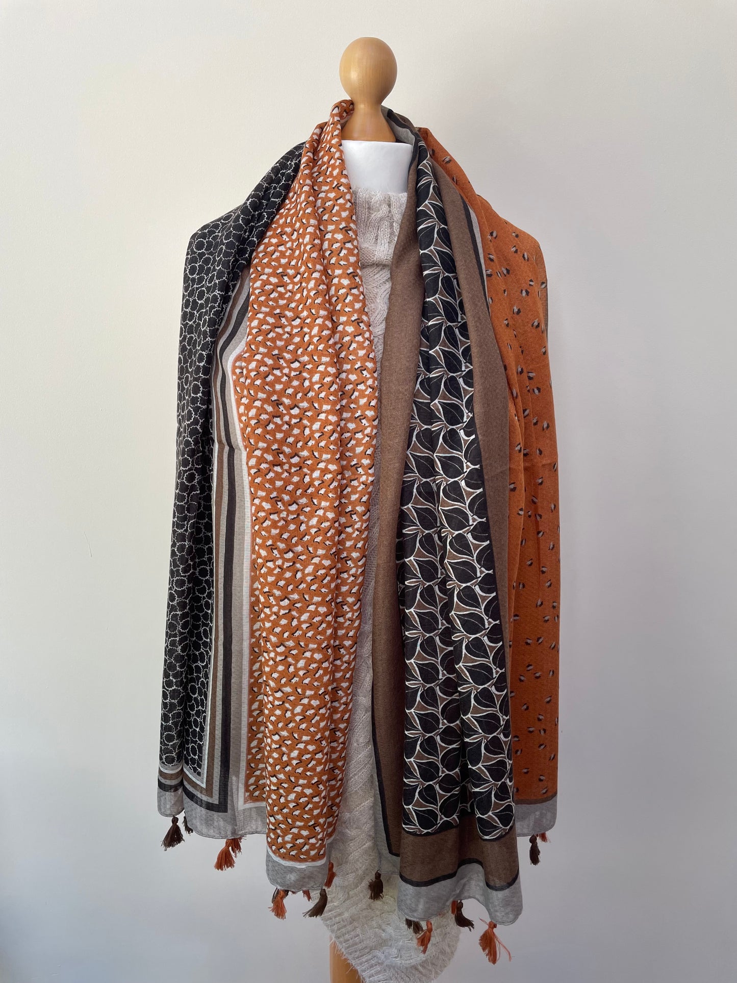 Autumn Brown and Orange Pattern Scarf