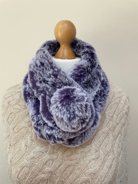 Purple Fluffy Pom Pom Scarf