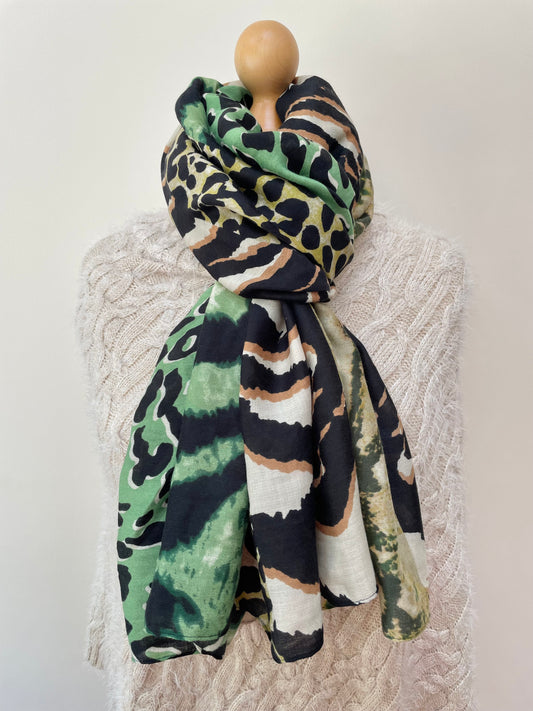 Green Animal Print Scarf