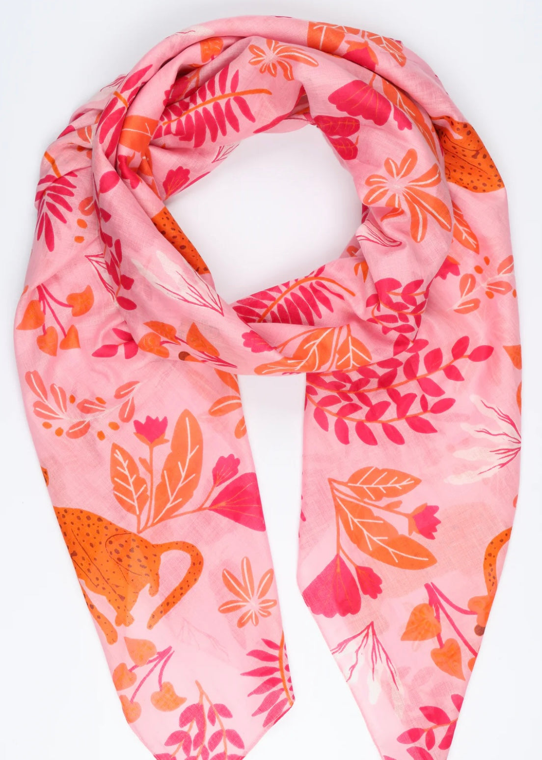 Spring Tropical Cheetar Cotton Scarf