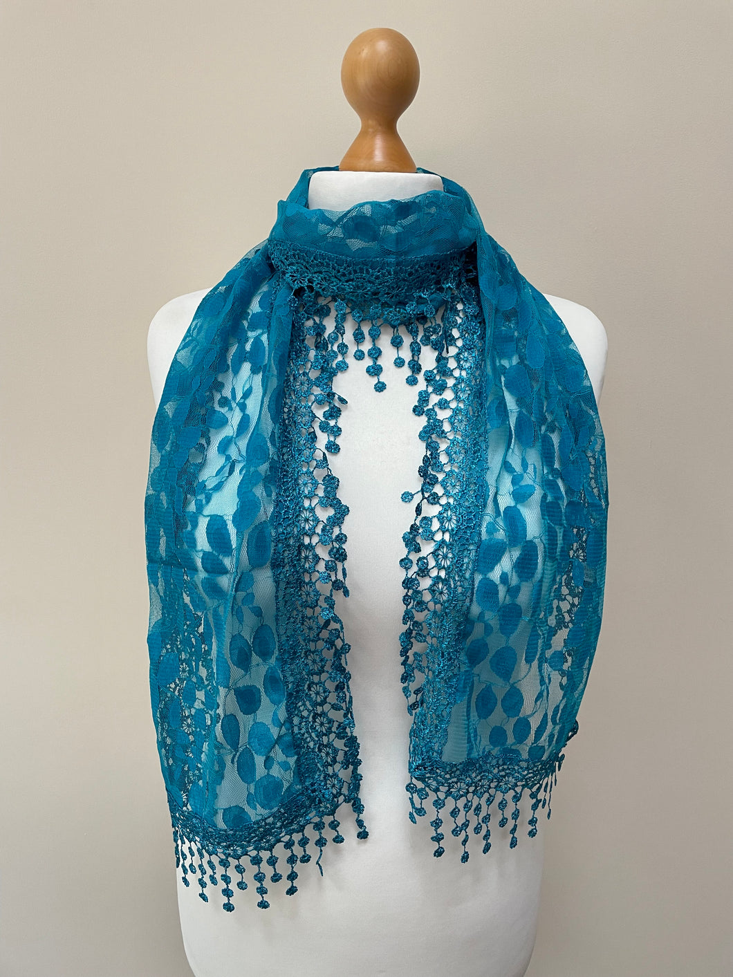 Autumn Teal Lace Scarf