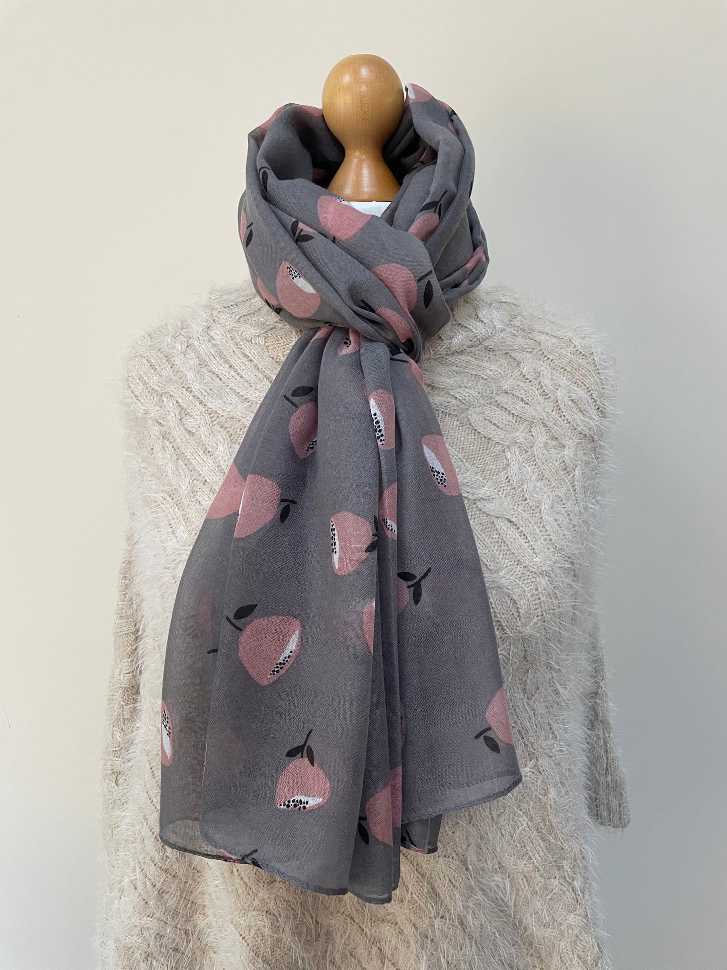 Autumn Grey and Pink Scarf