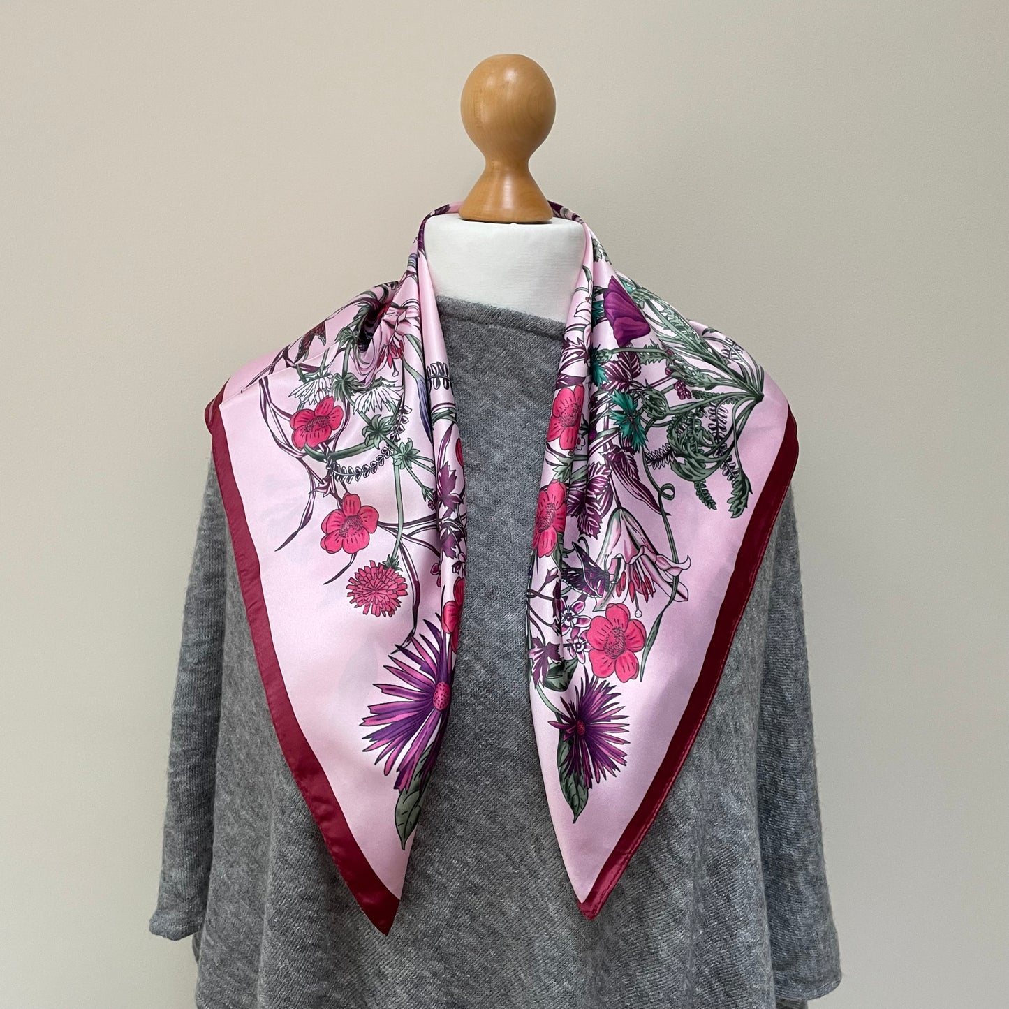 Summer Pink Flowers Square Scarf