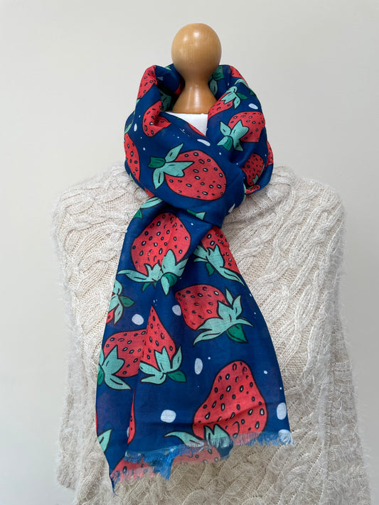 Spring Navy Strawberry Scarf