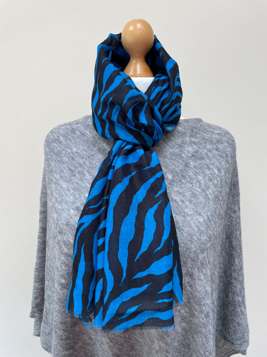 Winter Blue Zebra Print Scarf