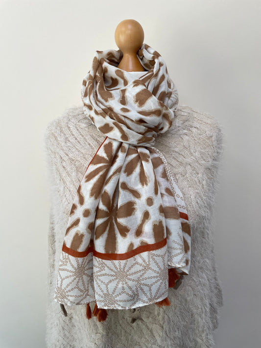 Autumn Cream Tassel Scarf