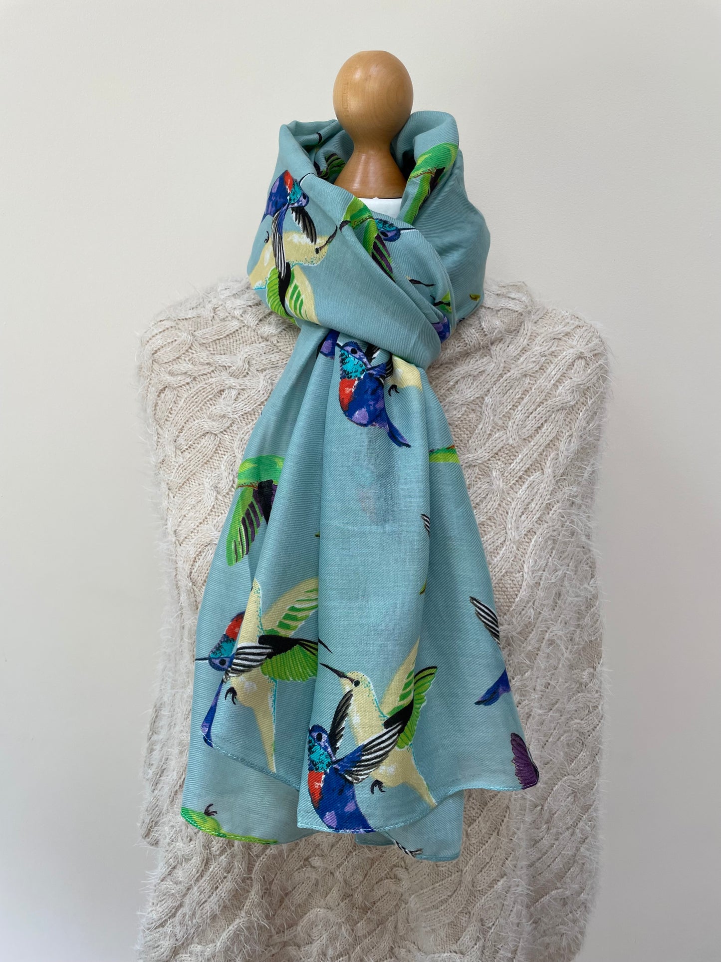 Duck Egg Hummingbird Scarf