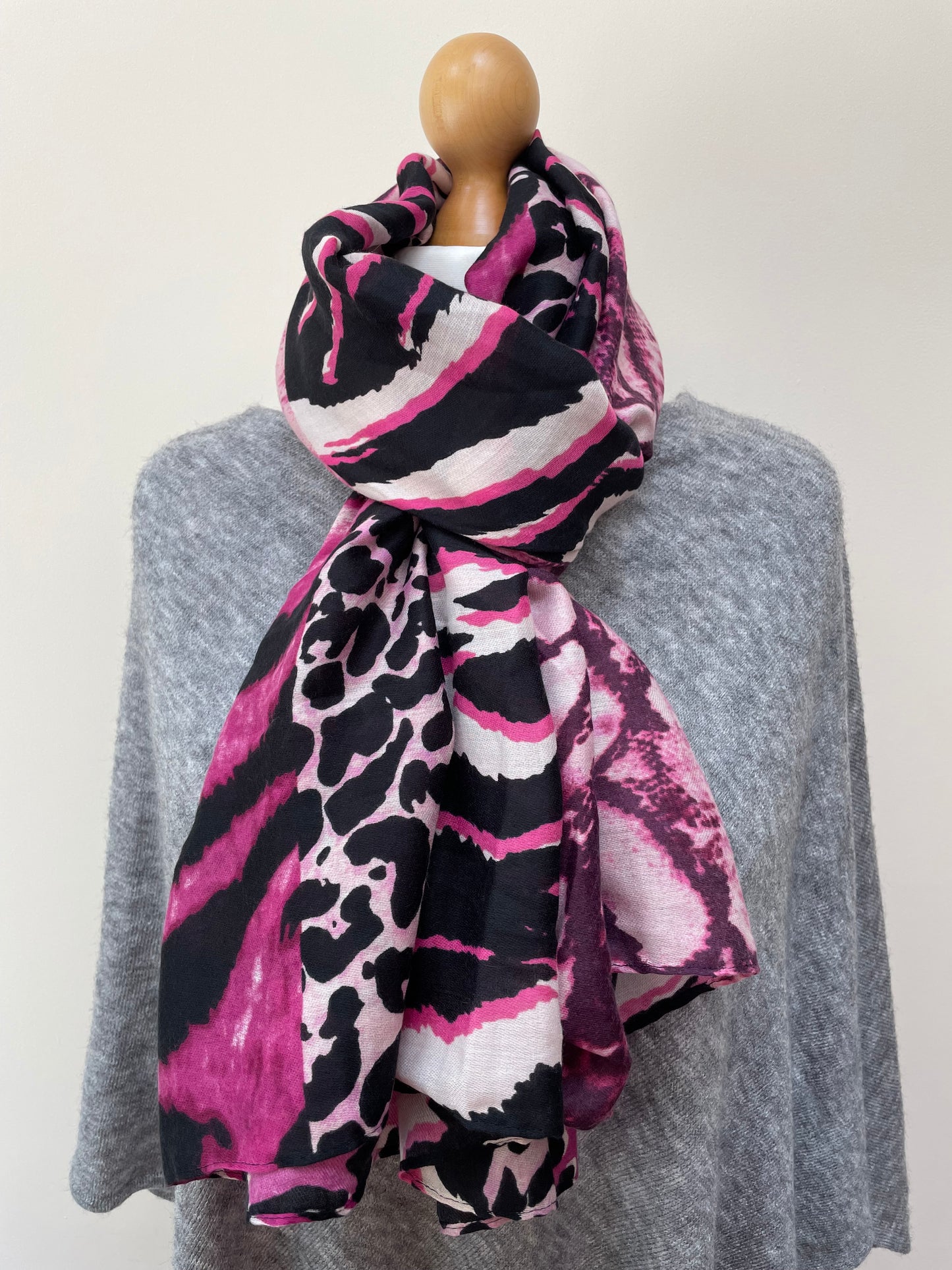 Winter Pink Animal Print Scarf