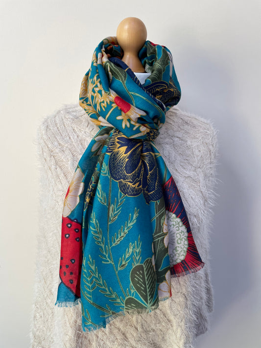 Autumn Botanical Floral Print Scarf