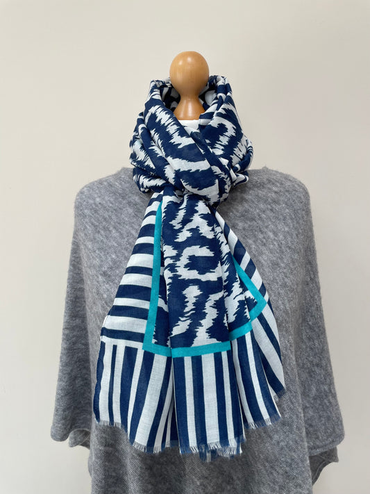 Navy Pattern Scarf