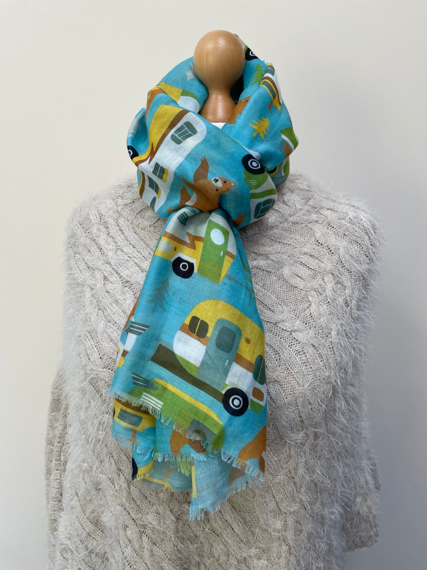 Blue Bear and Caravan Scarf