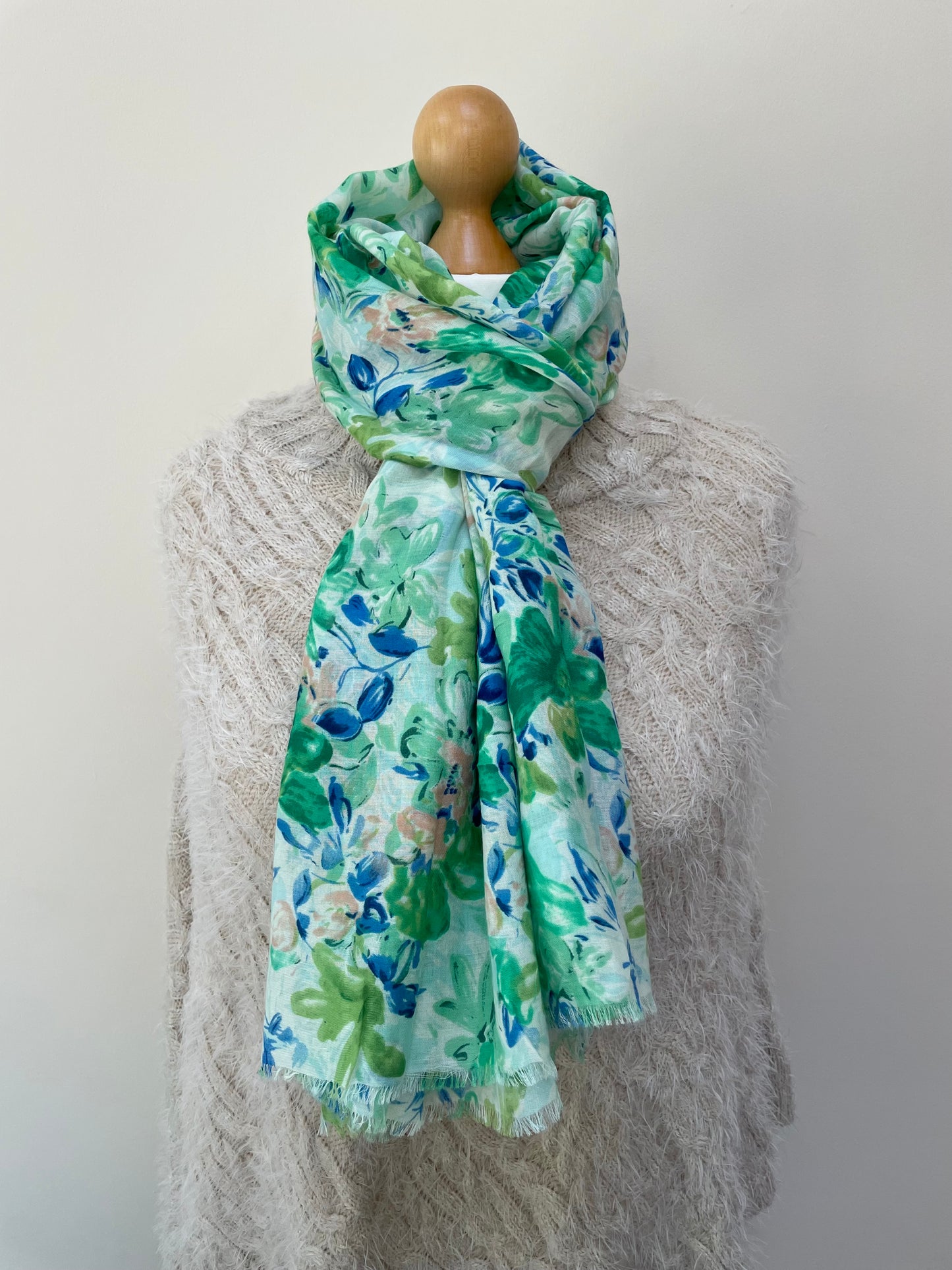 Spring Green Floral Scarf