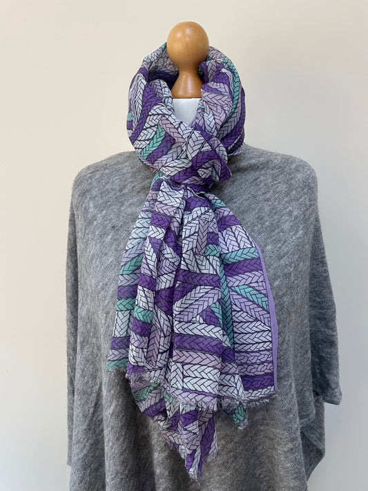 Summer Purple and Green Rope Scarf
