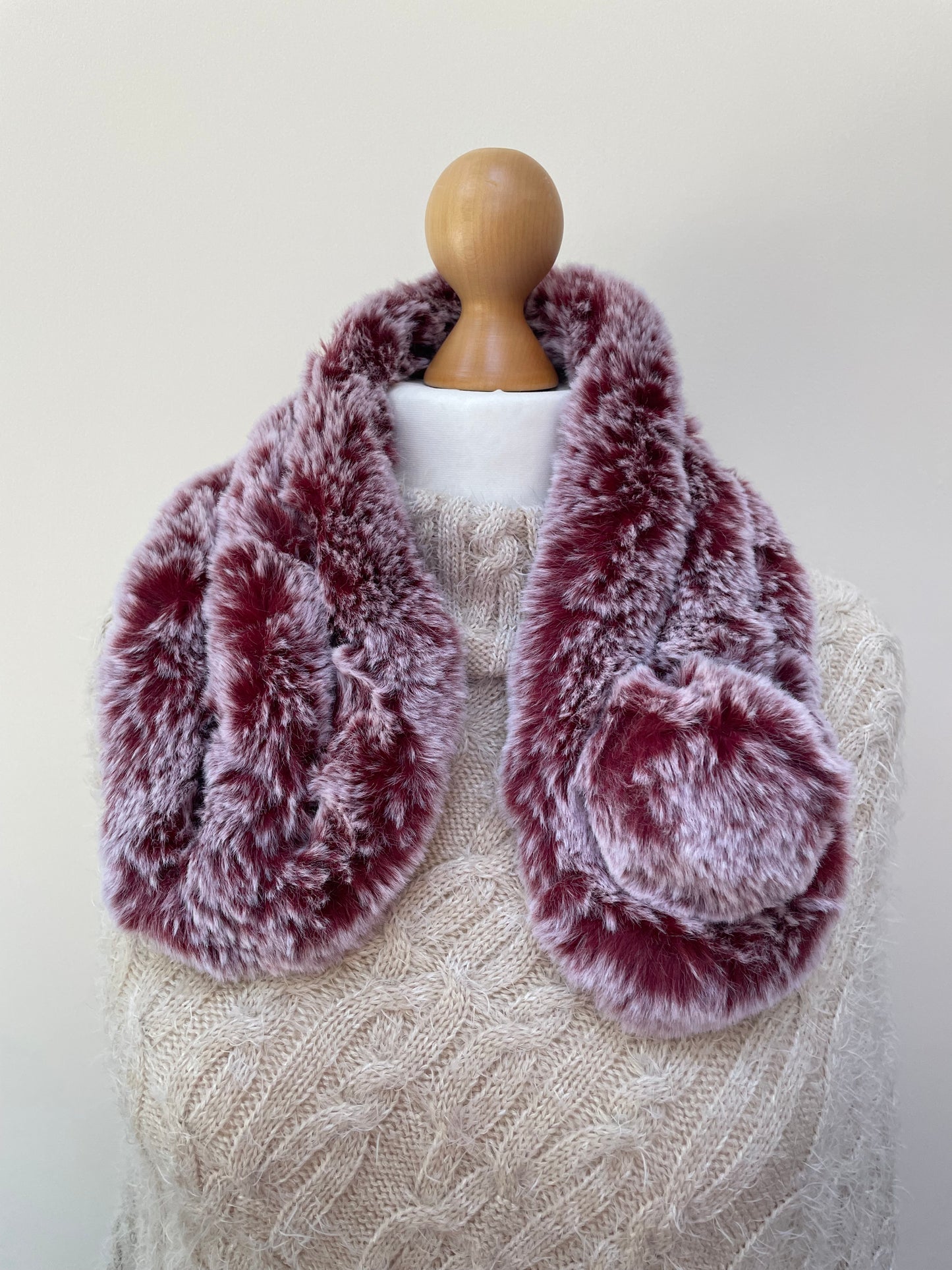 Red Fluffy Pom Pom Scarf