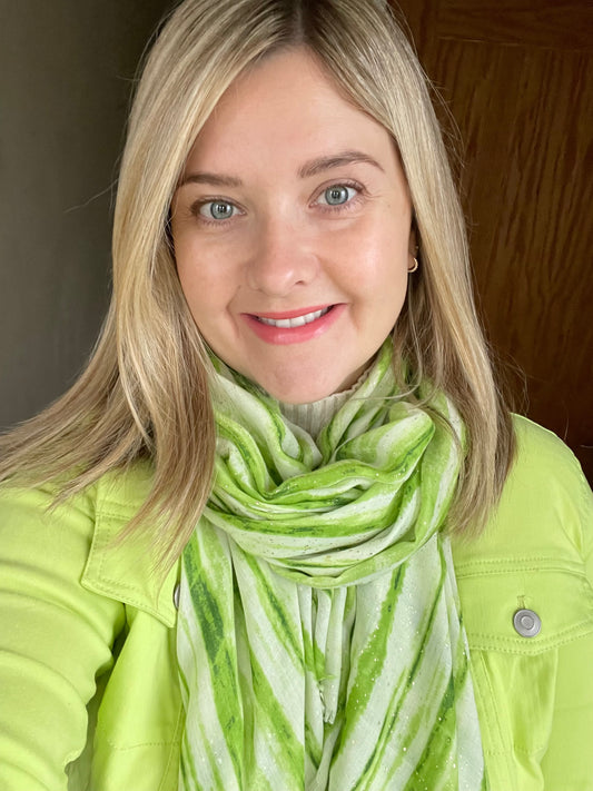 Spring and Autumn Lime and Gold Stripe Scarf