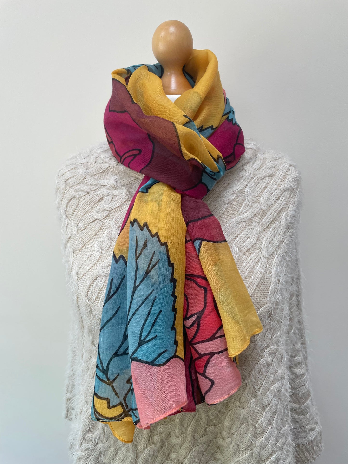 Mustard Rose Print Scarf