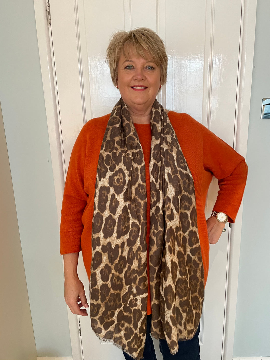 Spring and Autumn Brown Leopard Scarf