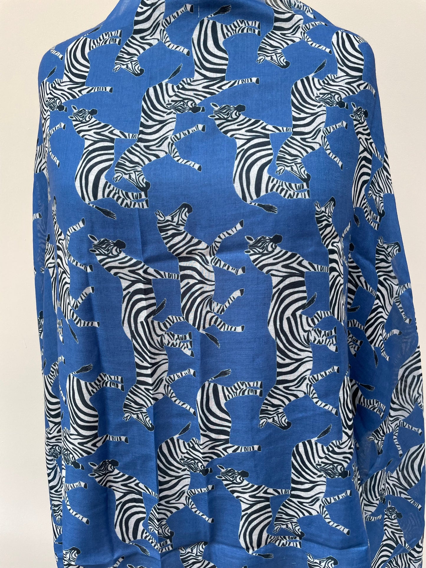 Blue Zebra Print Scarf